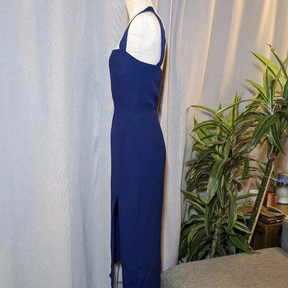 Reformation Blue Christina Midi Slit Dress Sleeveless Square Neckline XS - Picture 4 of 9